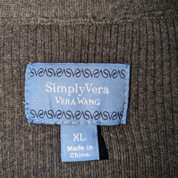 Simply Vera Wang Gray Black Sequins Cotton Rayon Cardigan Sweater Size XL - Picture 3 of 4